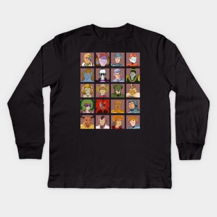 SilverHawks Characters. Quicksilver, Steelheart, Steelwill, Mon*Star, Hardware, Timestopper, Yes-Man, Smiley and many more! Kids Long Sleeve T-Shirt